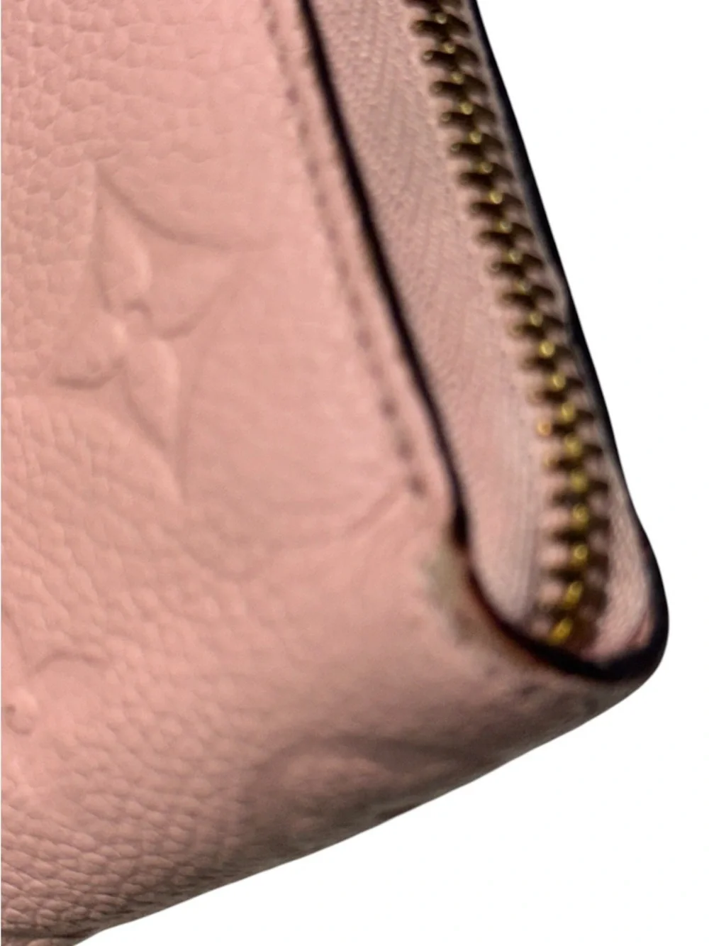 LOUIS VUITTON Rose Ballerine Monogram Empreinte Leather Clemence Long zip wallet